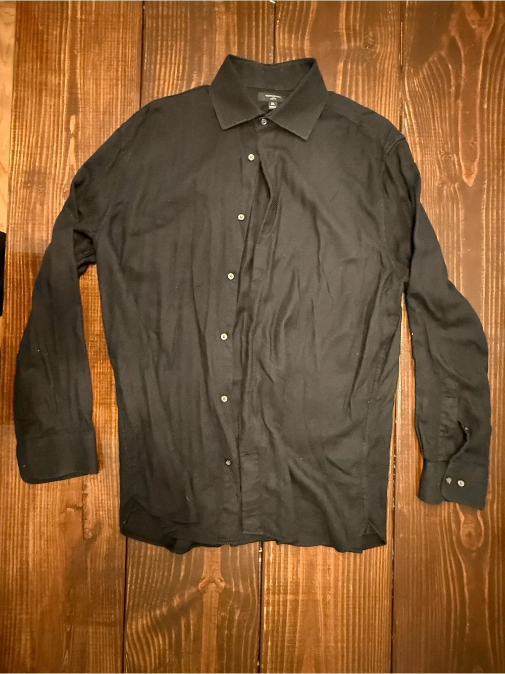 Banana Republic Black Long-Sleeve Button-Up Dress Shirt